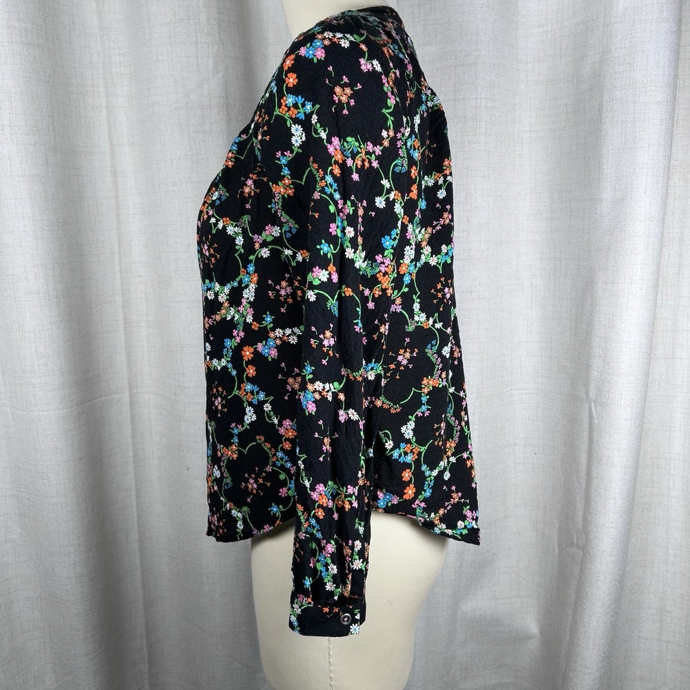 Anthropologie Maeve Avignon Button‎ Down Blouse Blouse Small Black Floral Rayon - Picture 5 of 11